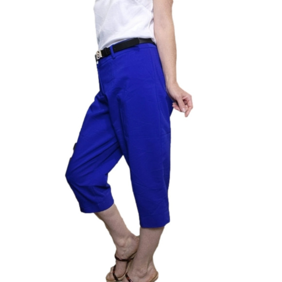 Size 12 Capri Royal blue pockets Cotton Summer slim fit pants APT.9 - Picture 5 of 15